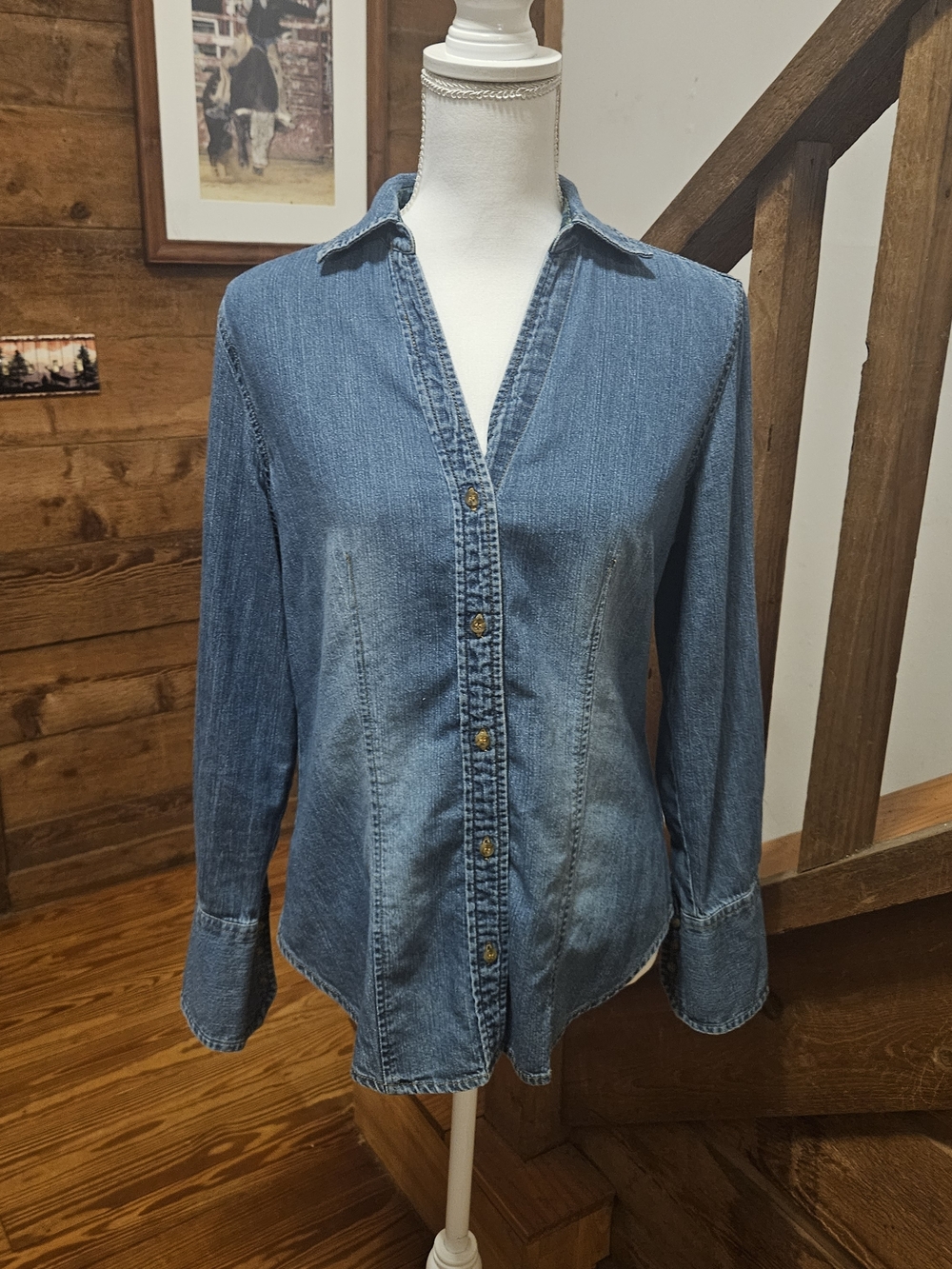 St. John's Bay Denim Button-Down Shirt - Blue
